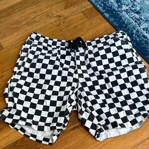 Vans Black and White Checkered Athletic Shorts